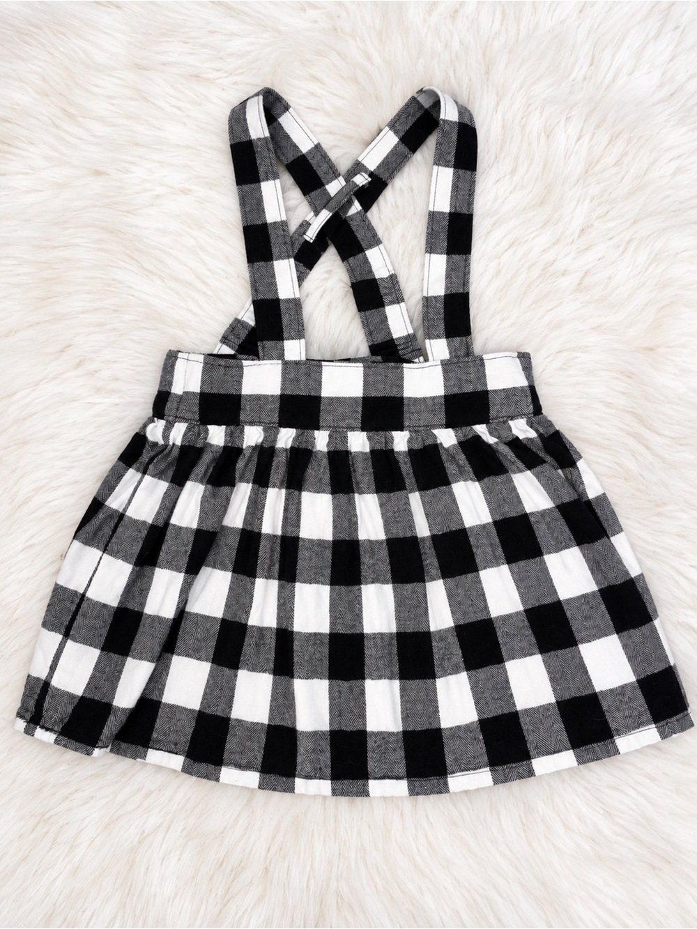 Cat & Jack Black and White Buffalo Check Pinafore Skirt